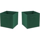 Urban Living Opbergmand/kastmand Square Box - 4x - karton/kunststof - 29 liter - donker groen - 31 x 31 x 31 cm - Vakkenkast manden