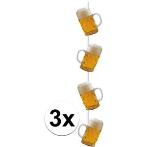 3x Bierslinger 100 cm - Bier hangdecoratie slingers - Oktoberfest/Bierfeest versiering