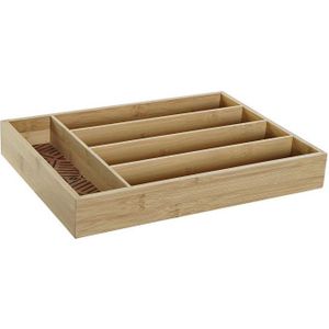 Bamboe houten bestekbak/lade met patroon in de vakken 35.5 x 25.5 x 5 cm - bestekbakken/lades