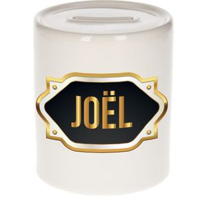 Joel naam cadeau spaarpot met gouden embleem - kado verjaardag/ vaderdag/ pensioen/ geslaagd/ bedankt