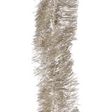 Decoris kerstslinger - licht parel/champagne - 270 x 7 cm - folie/lametta - glans - kerstversiering