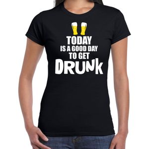 Zwart fun t-shirt good day to get drunk - dames -  Drank / festival shirt / outfit / kleding