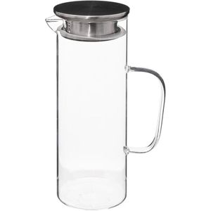 Secret de Gourmet Water Karaf/Schenkkan - met rvs dop - glas - 1.1 Liter - D9 x H22 cm