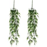 Set van 2x stuks Mica decorations Bamboe kunstplant/hangplant - groen hangend - 76 x 20 cm