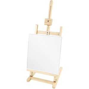 Houten schildersezel 76 cm tafelmodel met canvas schildersdoek 40 x 40 cm