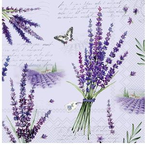 40x Gekleurde 3-laags servetten lavendel 33 x 33 cm - Voorjaar/lente lavendel thema