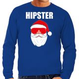 Foute Kerst sweater / Kerst trui Hipster Santa blauw voor heren- Kerstkleding / Christmas outfit