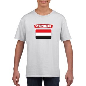 Jemen t-shirt met Jemenitische vlag wit kinderen
