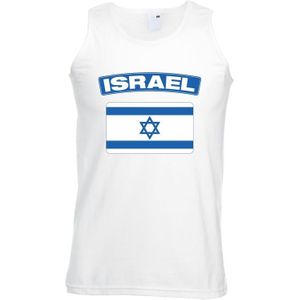 Israel singlet shirt/ tanktop met Israelische vlag wit heren