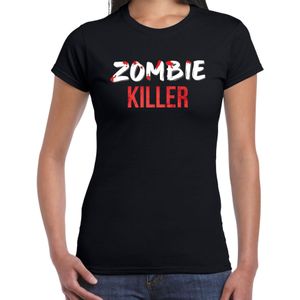Zombie killer halloween verkleed t-shirt zwart voor dames - horror shirt / kleding / kostuum