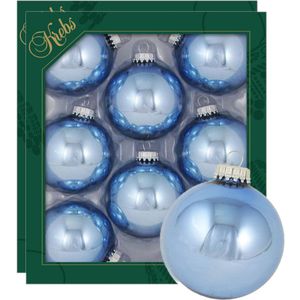 Krebs kerstballen - 16x stuks - lichtblauw - glas - 7 cm - glans