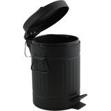 MSV Prullenbak/pedaalemmer - 2x - Industrial - metaal - zwart - 3L - 17 x 26 cm - Badkamer/toilet