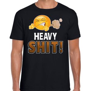 Funny emoticon t-shirt heavy shit zwart voor heren -  Fun / cadeau - Foute party kleding