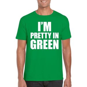 I am pretty in green tekst t-shirt groen heren - groene heren fun shirts