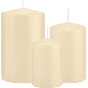 Trend Candles - Stompkaarsen set 3x stuks creme wit 10-12-15 cm