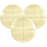 3x stuks luxe bol lampion ivoor wit 35 cm - Party lampionnen - Bruiloft feestartikelen