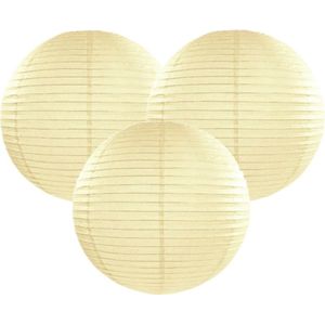 3x stuks luxe bol lampion ivoor wit 35 cm - Party lampionnen - Bruiloft feestartikelen