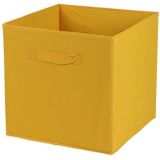 Urban Living Opbergmand/kastmand Square Box - 3x - karton/kunststof - 29 liter - oker geel - 31 x 31 x 31 cm - Vakkenkast manden