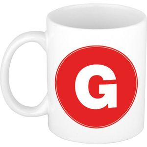 Mok / beker met de letter G rode bedrukking voor het maken van een naam / woord - koffiebeker / koffiemok - namen beker