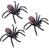 Chaks nep spinnen 15 cm - 3x - zwart/bruin - stretchy tarantula - Horror/griezel thema