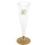 Santex verjaardag feest champagneglazen - leeftijd - 6x - 80 jaar - goud - kunststof- herbruikbaar