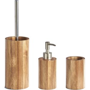 Zeller badkamer accessoires set 3-delig - acacia hout - luxe kwaliteit