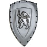 Ridder schild zilver met leeuw 45 x 75 cm volwassenen - Verkleden als ridder