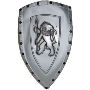 Ridder schild zilver met leeuw 45 x 75 cm volwassenen - Verkleden als ridder