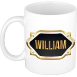 William naam cadeau mok / beker met gouden embleem - kado verjaardag/ vaderdag/ pensioen/ geslaagd/ bedankt