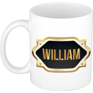 William naam cadeau mok / beker met gouden embleem - kado verjaardag/ vaderdag/ pensioen/ geslaagd/ bedankt
