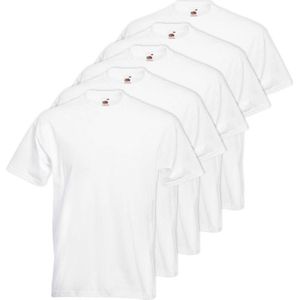 5x Grote maten basic witte t-shirt voor heren - 3XL- voordelige katoenen shirts