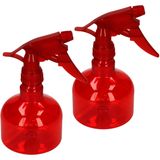 Plasticforte waterverstuiver/plantenspuit - 2x stuks - rood - 330 ml - Schoonmaakspuiten