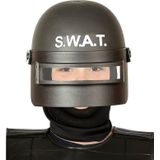 Politie SWAT verkleed accessoire helm met vizier voor kinderen zwart- Verkleedkleding voor kinderen