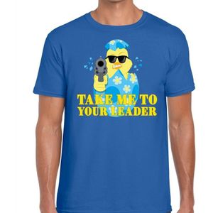 Fout Paas t-shirt blauw take me to your leader voor heren - Pasen shirt