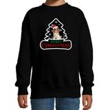 Dieren kersttrui spaniel zwart kinderen - Foute honden kerstsweater jongen/ meisjes - Kerst outfit dieren liefhebber