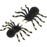 Chaks nep spinnen 10 cm - zwart/goud - 8x stuks - velvet/fluweel - Horror/griezel thema decoratie