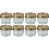 8x Weckpotten/inmaakpotten met schroefdeksel 200 ml - Inmaakpotten - Weckpotten - D 8,2 cm