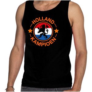 Zwart fan tanktop voor heren - Holland kampioen met leeuw - Nederland supporter - EK/ WK kleding / outfit