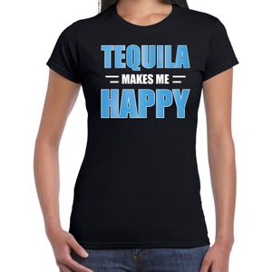 Tequila makes me happy / Tequila maakt me gelukkig drank t-shirt zwart voor dames - tequila drink shirt - themafeest / outfit