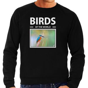 Dieren foto sweater IJsvogel - zwart - heren - birds of the world - cadeau trui vogel liefhebber