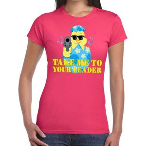 Fout Paas t-shirt roze take me to your leader voor dames - Pasen shirt