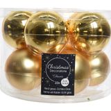 Compleet glazen kerstballen pakket goud glans/mat 32x stuks met piek glans - 20x 6 cm - 12x 8 cm