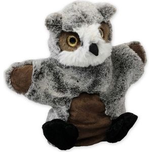 Pluche Grijze Uil Handpop Knuffel 22 cm - Uilen Knuffels - Poppentheater Speelgoed Kinderen