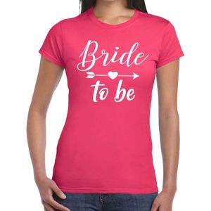Bride to be tekst t-shirt met Cupido pijl roze dames - dames shirt Bride to be- Vrijgezellenfeest kleding