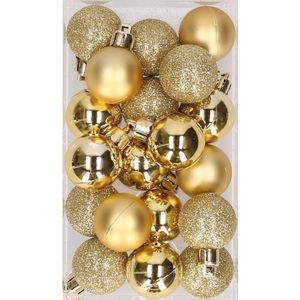 20x stuks kunststof kerstballen goud 3 cm mat/glans/glitter - Kerstversiering