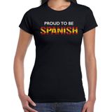 Spanje Proud to be Spanish landen t-shirt - zwart - dames -  Spanje landen shirt  met Spaanse vlag/ kleding - EK / WK / Olympische spelen supporter outfit