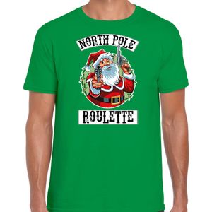 Fout Kerstshirt / Kerst t-shirt Northpole roulette groen voor heren - Kerstkleding / Christmas outfit