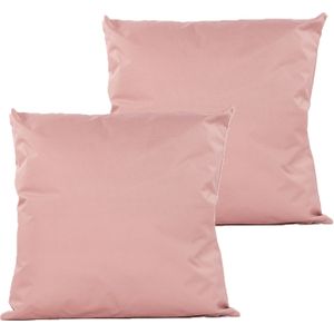 Anna's Collection Sierkussen voor binnen en buiten - 2x - oud roze - 45 x 45 cm - tuinkussen