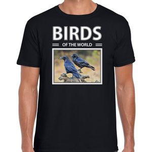 Dieren foto t-shirt Raaf - zwart - heren - birds of the world - cadeau shirt Raven  liefhebber