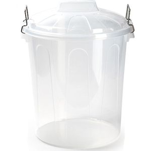 Kunststof afvalemmers/vuilnisemmers in het transparant van 21 liter met deksel - Vuilnisbakken/prullenbakken - Kantoor/keuken